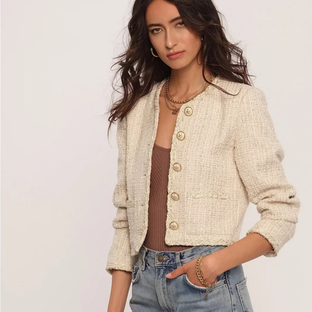 Heartloom Billie Crop Blazer Jacket Cardigan Channel Style Med Revolve EUC
